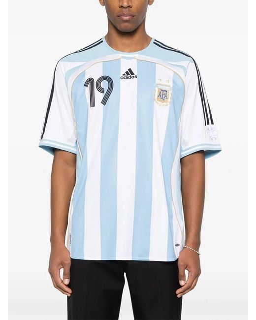 Adidas Blue Striped Pattern Round Neck T-Shirt for men