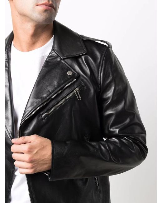 Off-White c/o Virgil Abloh Black Diag-Print Biker Jacket for men