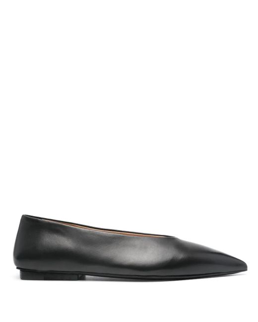 Marsèll Black Ago Pointed-Toe Leather Ballet Flats