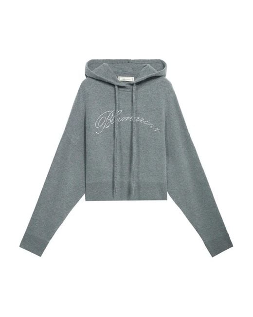 Blumarine Blue Rhinestone-Embellishment Hoodie