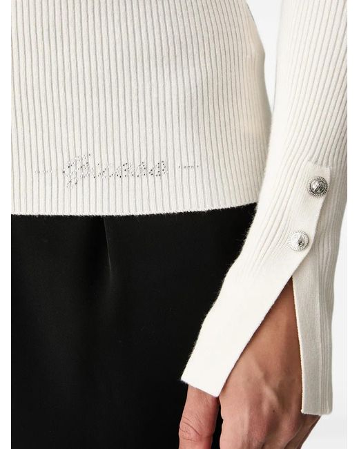 Guess White Ribbed-Knit Buttoned Cardigan