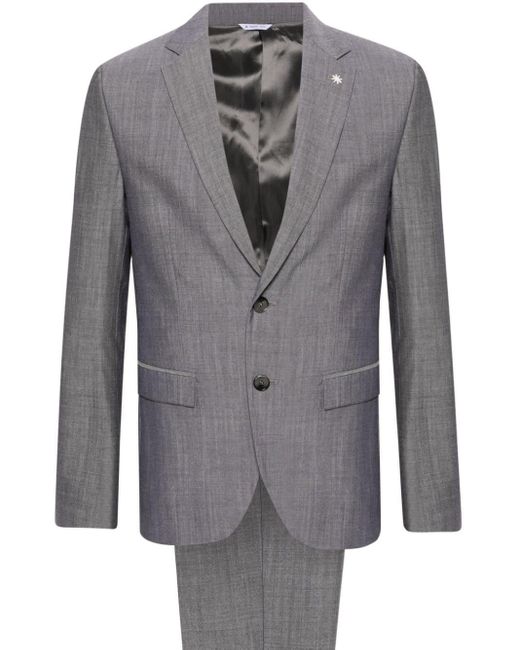 Manuel Ritz Gray Single-breasted Wool Suit for men