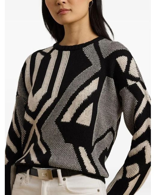 Ralph Lauren Black Geometric-Pattern Sweater