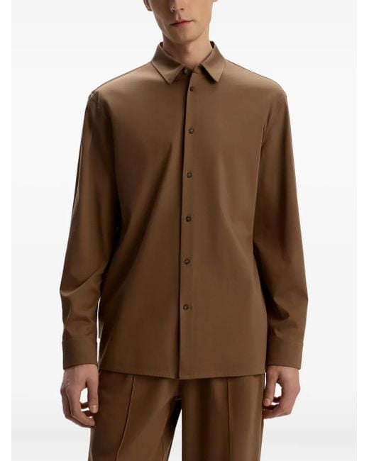 12 STOREEZ Brown Button Pima Cotton Shirt for men
