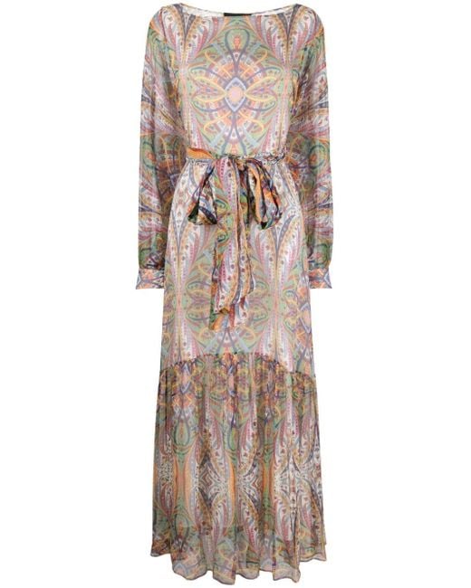 Etro Natural Multicolour Paisley-print Silk Maxi Dress