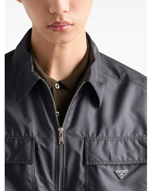 Prada Gray Short-Sleeved Light Re-Nylon Shirt for men