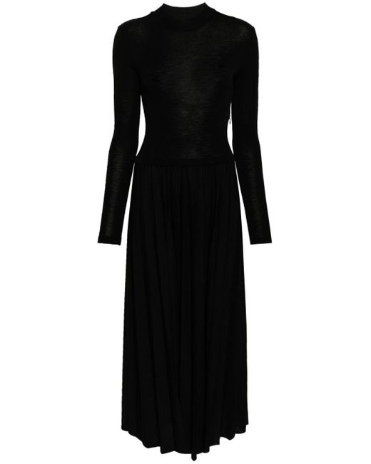 Claudie Pierlot Black Pleated-skirt Maxi Dress