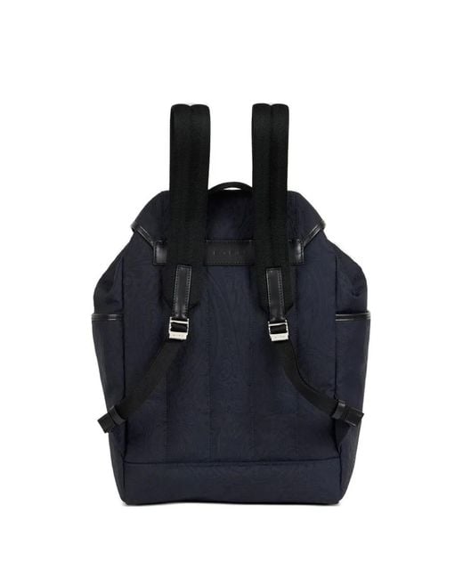 Etro Blue Pegaso-Logo Backpack for men