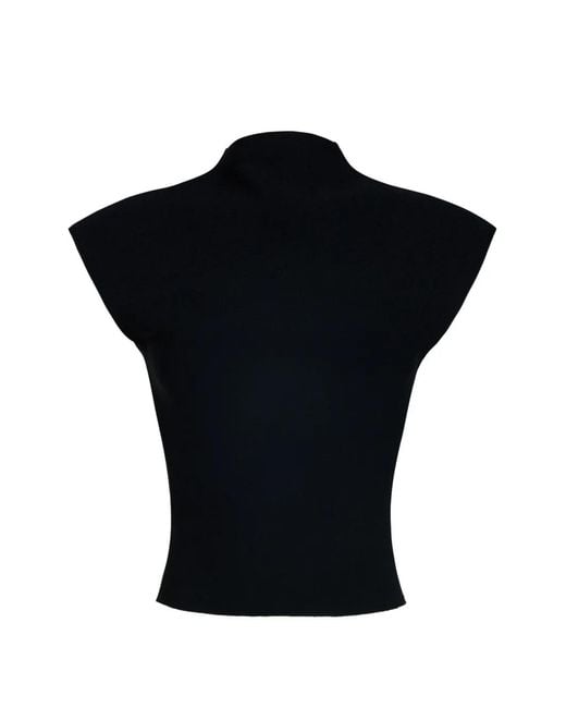 A.W.A.K.E. MODE Black Knitted Sleeveless Top