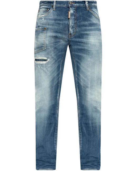 メンズ DSquared² ロゴパッチ ジーンズ Blue