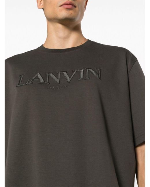 Camiseta con logo bordado Lanvin de hombre de color Black