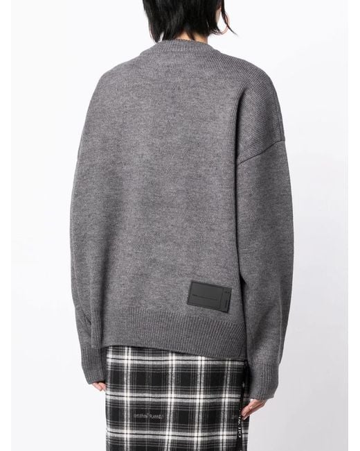we11done Gray Crew-Neck Logo Jumper