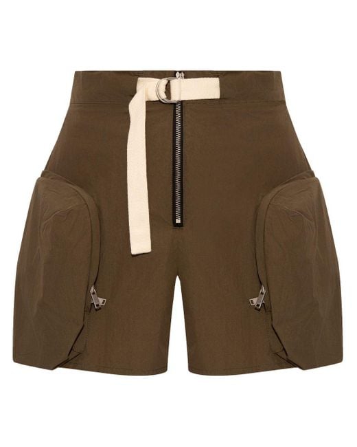 Jil Sander Green Zip-pockets Cotton Shorts
