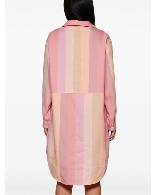 Marrakshi Life Pink Stripe-print Cotton Tunic Dress