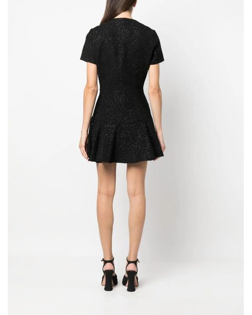 Maje Black Flared Tweed Minidress