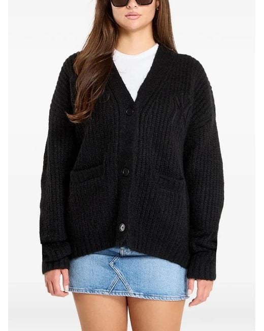 KTZ Black New York Yankees Mlb Ribbed-Knit Logo-Embroidered Cardigan
