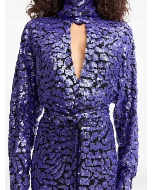 Abito Midi Epole Con Paillettes di 16Arlington in Blue