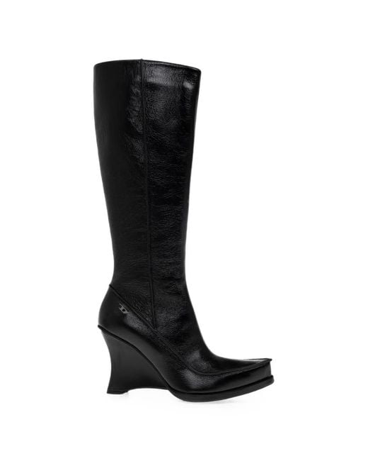 DIESEL Black D-Lucette Wedge-Heel Boots