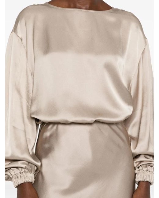 Ottod'Ame Natural Elastic-Cuff Satin Blouse