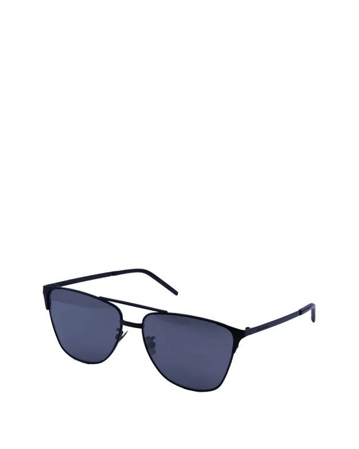 Saint Laurent Blue Square-Frame Double-Bridge Sunglasses