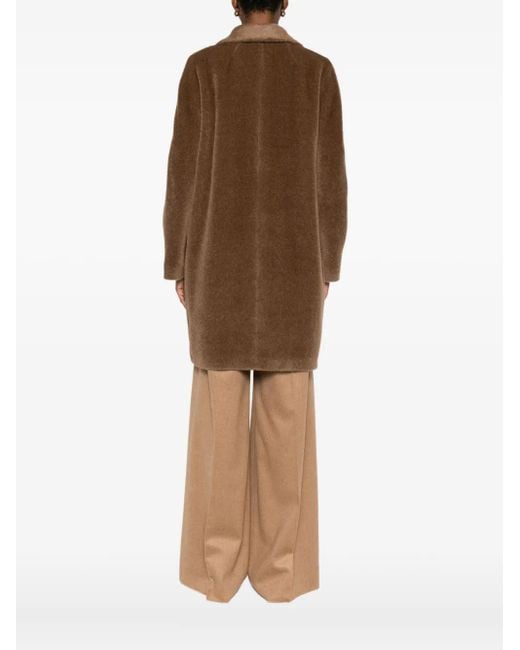 Max Mara Brown Double-Breasted Alpaca-Wool-Blend Coat