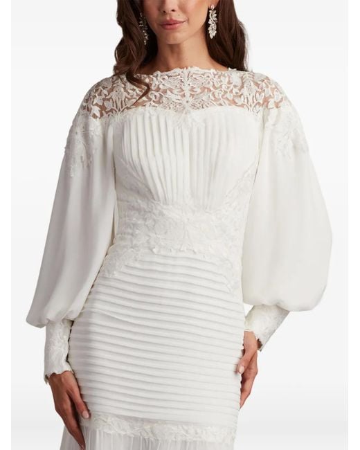 Tadashi Shoji Gray Silverado Lace Pleated Dress