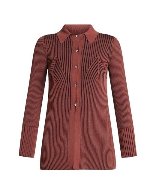 Simon Miller Red Palo Ribbed Buttoned Shirt