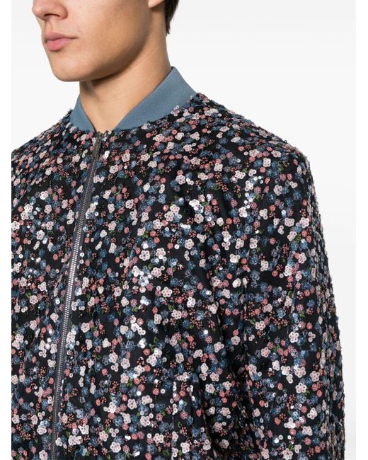 DSquared² Blue Blossoms Floral-embroidery Sequinned Jacket for men