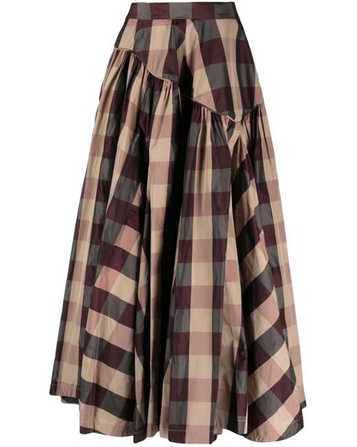 Vivienne Westwood Brown Dirndl Check-print A-line Skirt