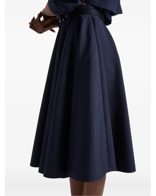 Prada Popeline Midi-Rok in het Blue