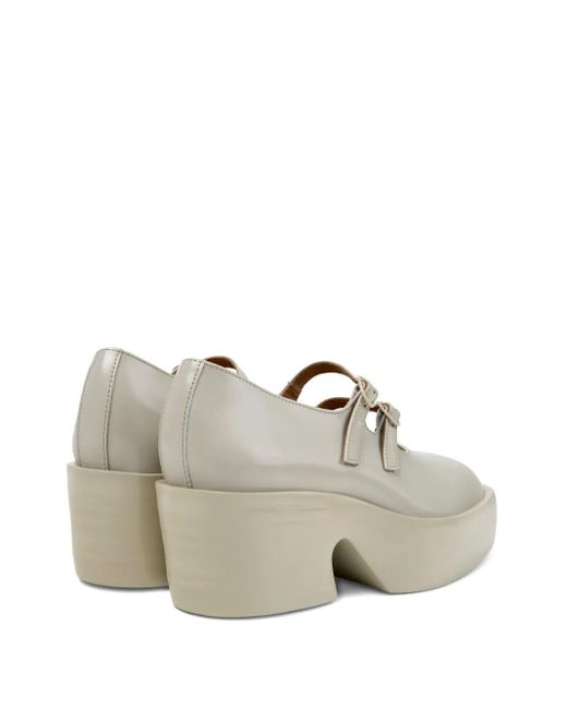 Camper White Billie Buckle-Strap Platform Pumps