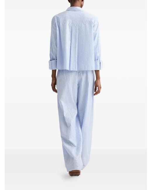 Twp Blue Sequin-Embelished Striped Shirt