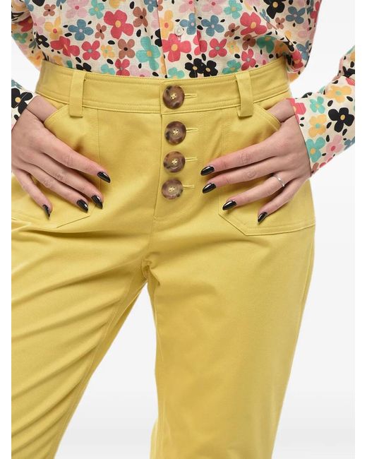 Ines De La Fressange Paris Yellow Patch-Pocket Bootcut Trousers