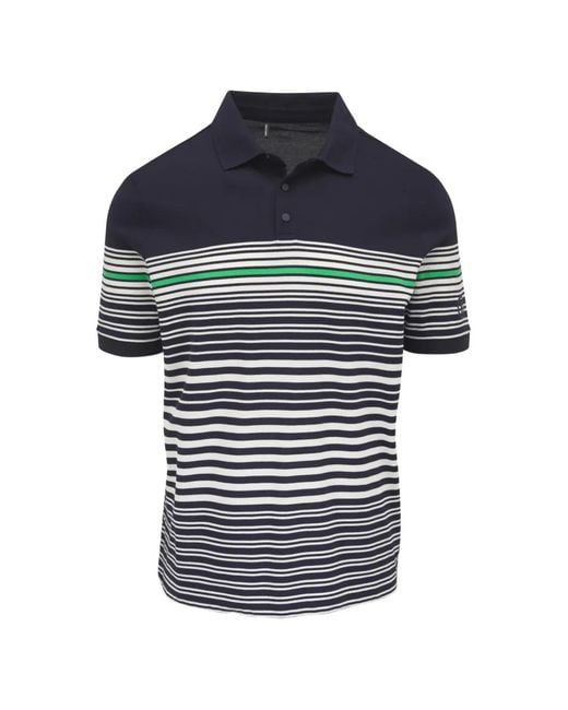 Bogner Blue Jannes Striped Short-Sleeve Polo Shirt for men