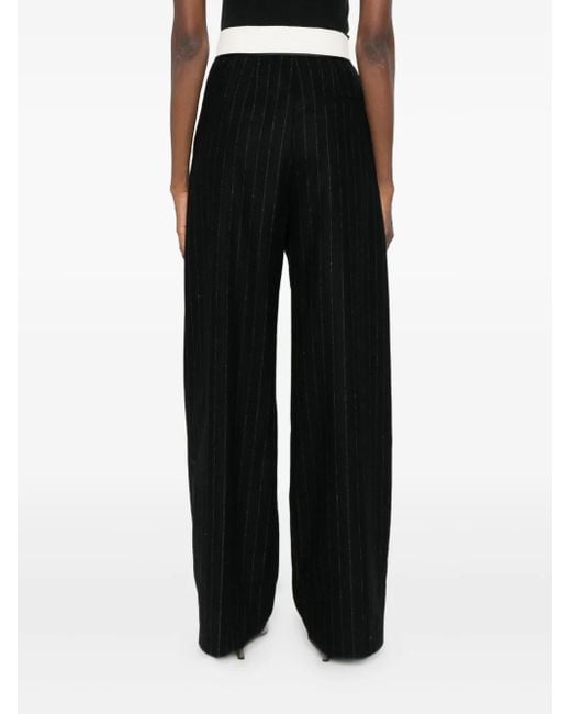 Forte_forte Black Pinstripe Straight-Leg Trousers