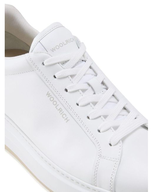 Woolrich White Classic Arrow Leather Sneakers for men