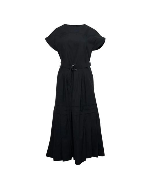 3.1 Phillip Lim Black Belted Pleated Midi Dress