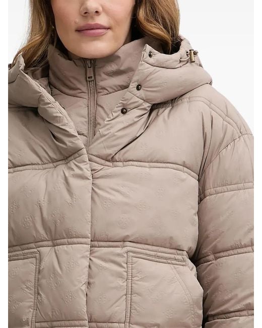 Guess Brown Hooded Quilted Jacket