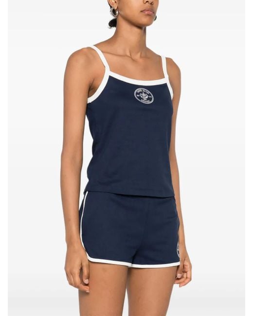 Sporty & Rich Blue Logo-Detail Cami Top