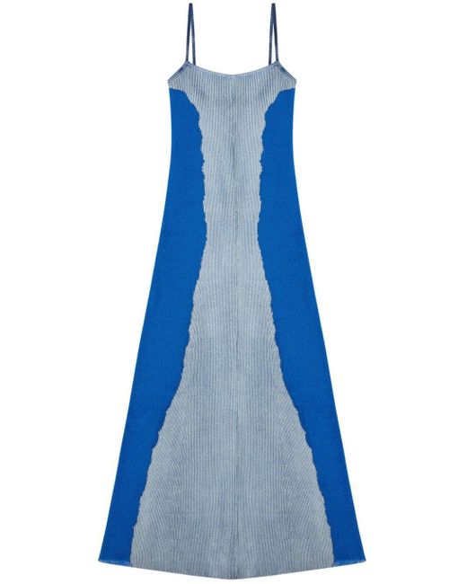 DIESEL Blue M-edaglia Ribbed Maxi Dress