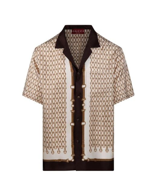Gucci Natural Chain-Print Button Shirt for men