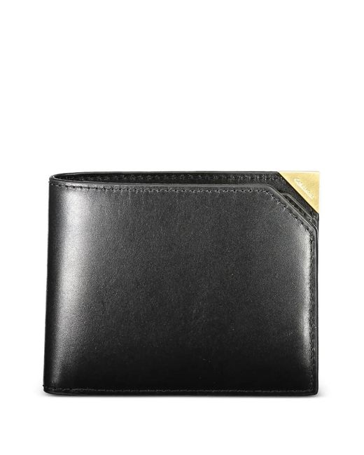 Calvin Klein Black Logo-Plaque Leather Wallet for men