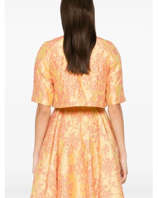 Veste Crop À Fleurs En Jacquard Talbot Runhof en coloris Orange