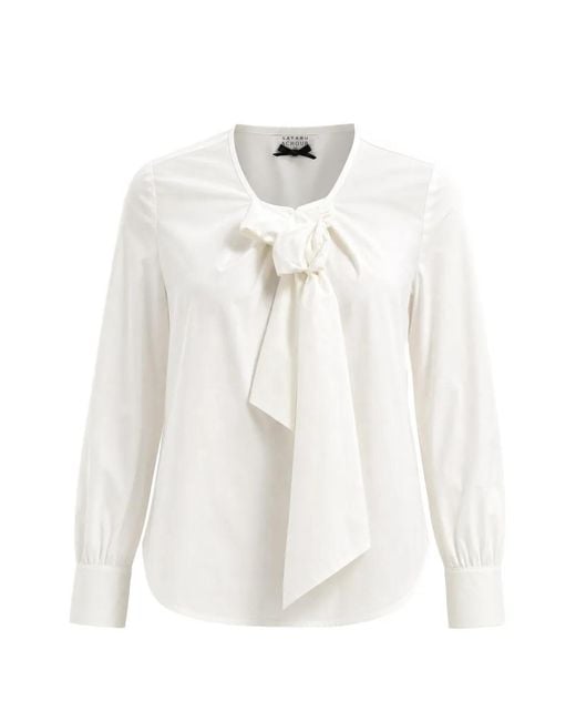 Edward Achour Paris White Bow-Detail Long-Sleeve Blouse