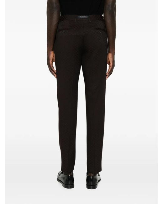 Karl Lagerfeld Black Road Monogram-Pattern Tailored Trousers for men