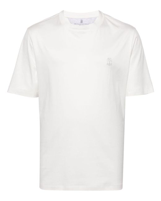 Brunello Cucinelli T-shirt Met Logoprint in het White voor heren