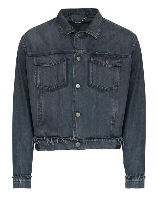 Maison Margiela Blue Buttoned Frayed Jacket for men