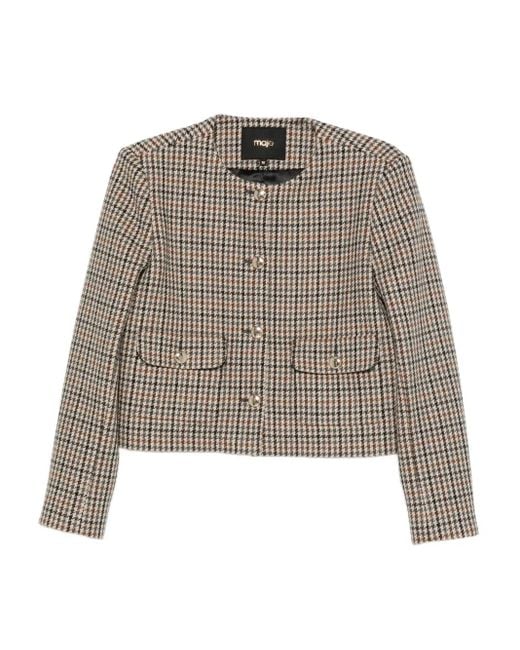 Maje Brown Jacke Mit Hahnentrittmuster
