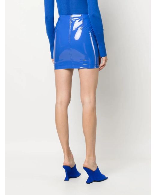 Patrizia Pepe Blue High-Shine Gathered-Detail Skirt