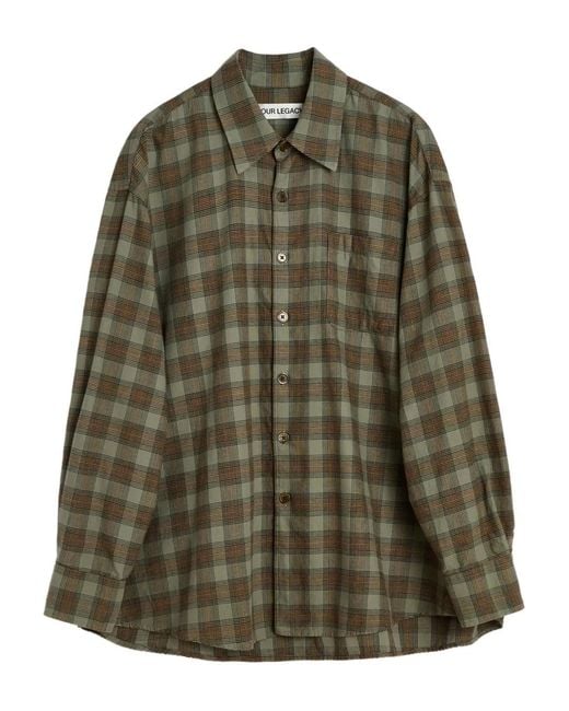 Our Legacy Green Checked Cotton Shirt for men